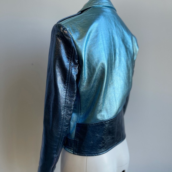 Alyson Eastman Metallic two-toned blue moto jacket - Picture 6 of 6